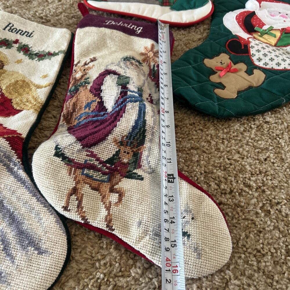 Sferra USA Vtg Embroidered Wool Cross Stitch Bucilla Stockings Lot Needlepoint - Picture 16 of 16